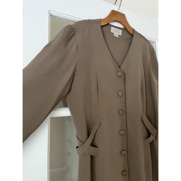 Silk Button Down Tunic Blouse Brown Y2K Classic Adrianna Papelle Size 6 - Picture 2 of 8